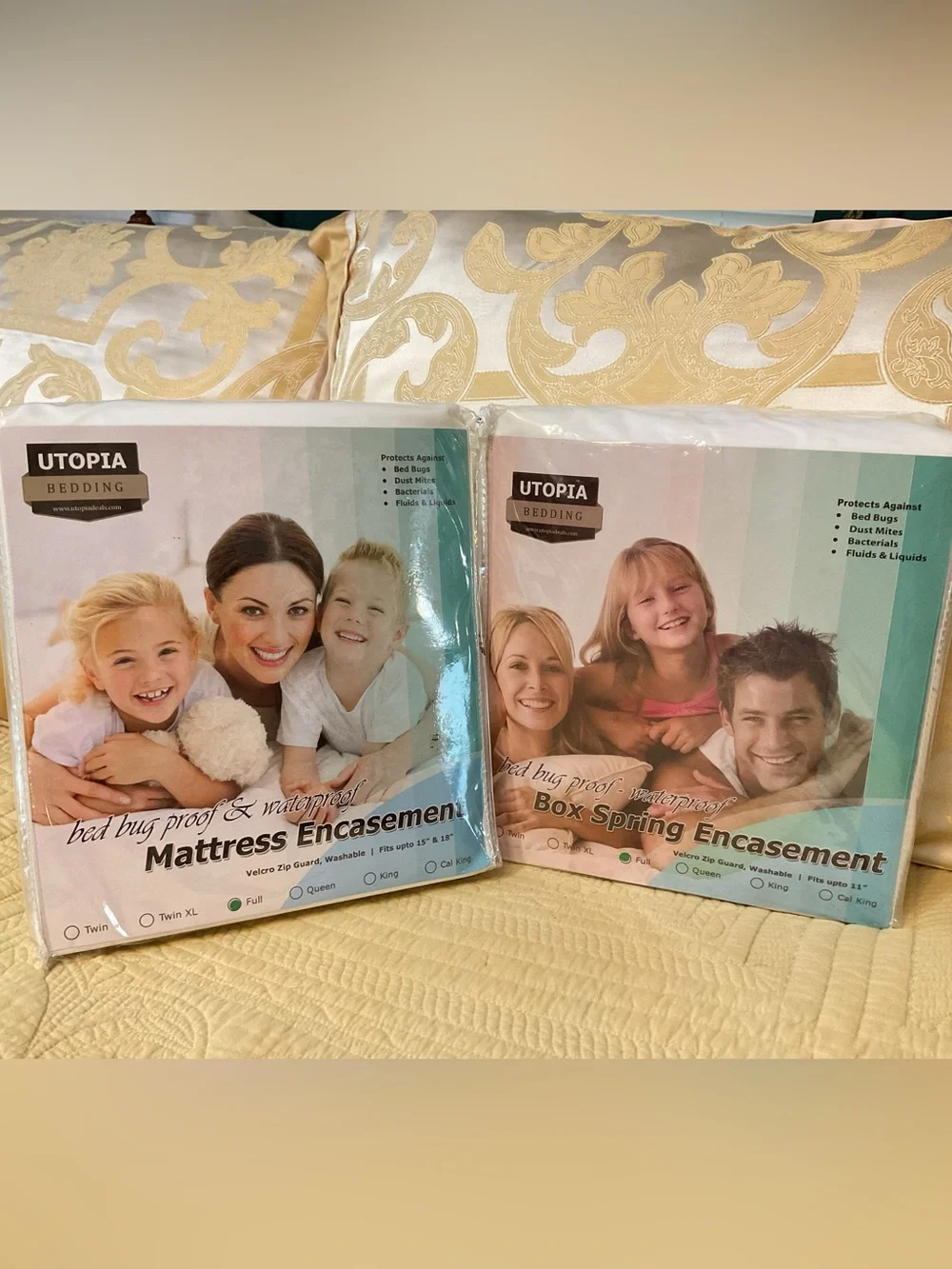 NEW SET OF UTOPIA BEDDING FULL SIZE BOX SPRING & FULL SIZE MATTRESS ENCASEMENTS